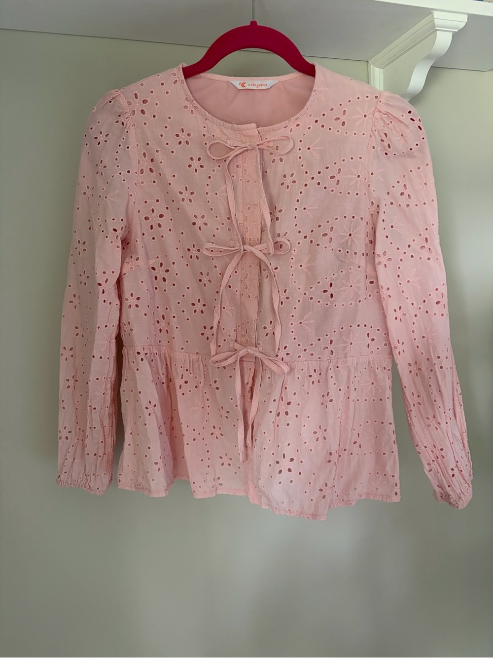 Pink Tie-Front Blouse